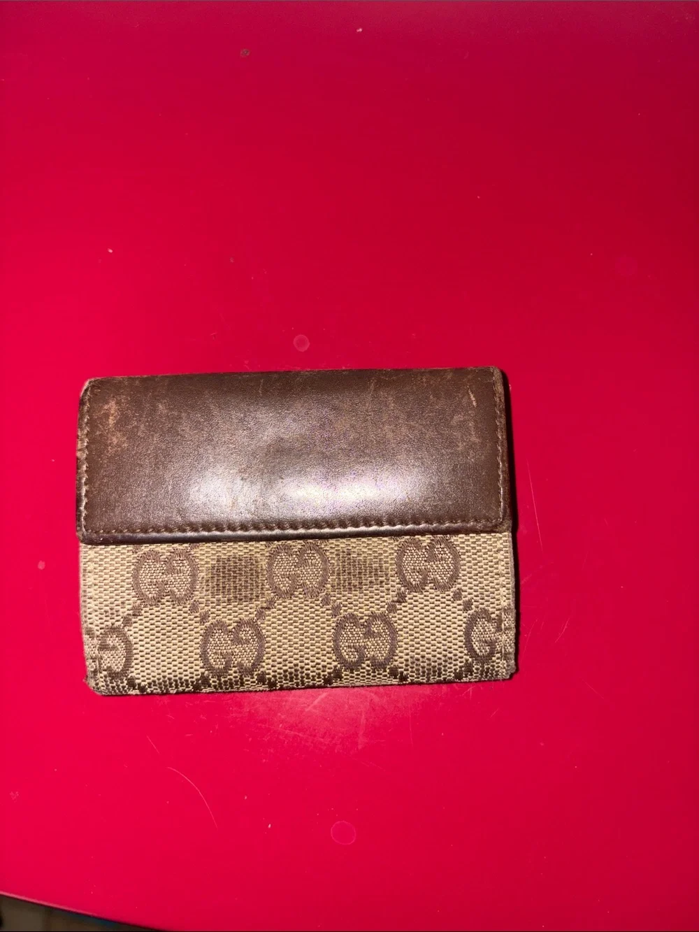 Gucci Brown Monogram Canvas & Leather vintage card holder